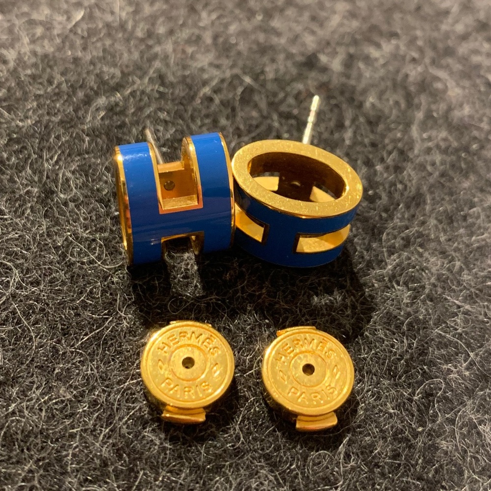 Hermès Pop H Earrings - blue and gold